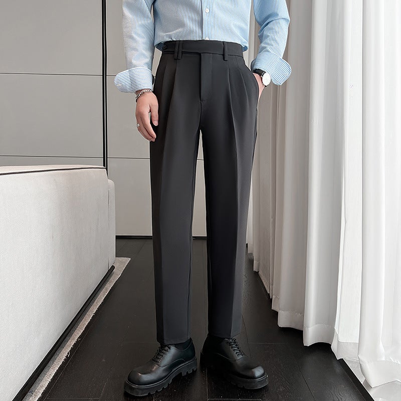 Naples High-Waisted Dress Pants With Waistband Design, Versatile Casual Trousers K57/P78 Control 129 - Image 1